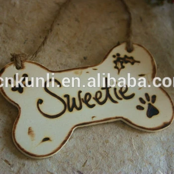 Liburan Pet Anjing Hiasan Tulang Pribadi Natal Kustom Kayu Plak