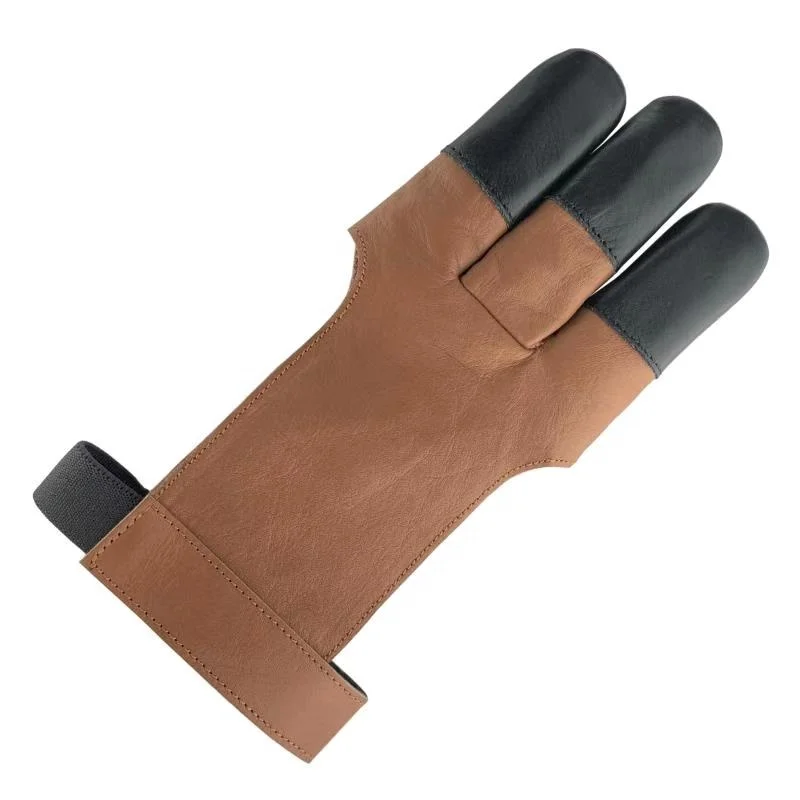 Archery 3 Finger Glove Deerskin Protector Gear Leather High Elastic Bow Shooting 