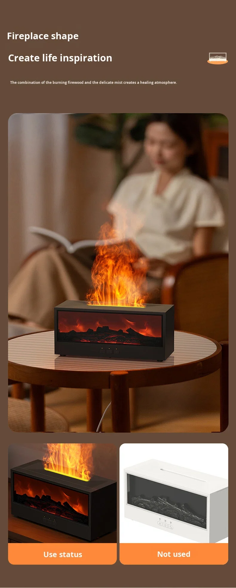 3D simulated fireplace aroma diffuser