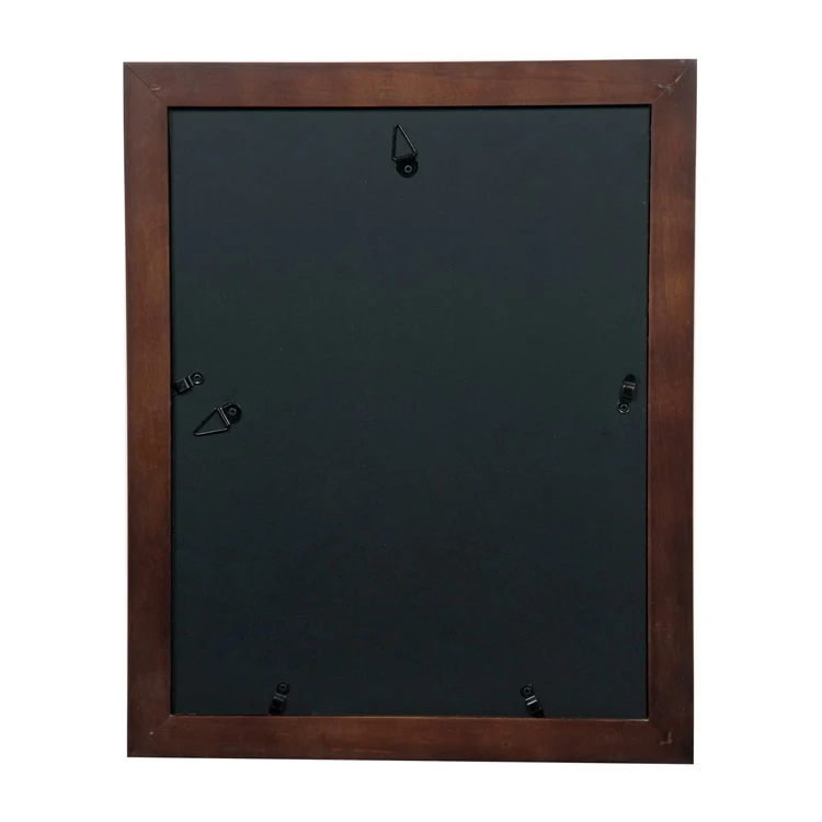 Walnut 11x14 Flat Double Mat for 8x10 Photo Wall Mounted Picture Frame