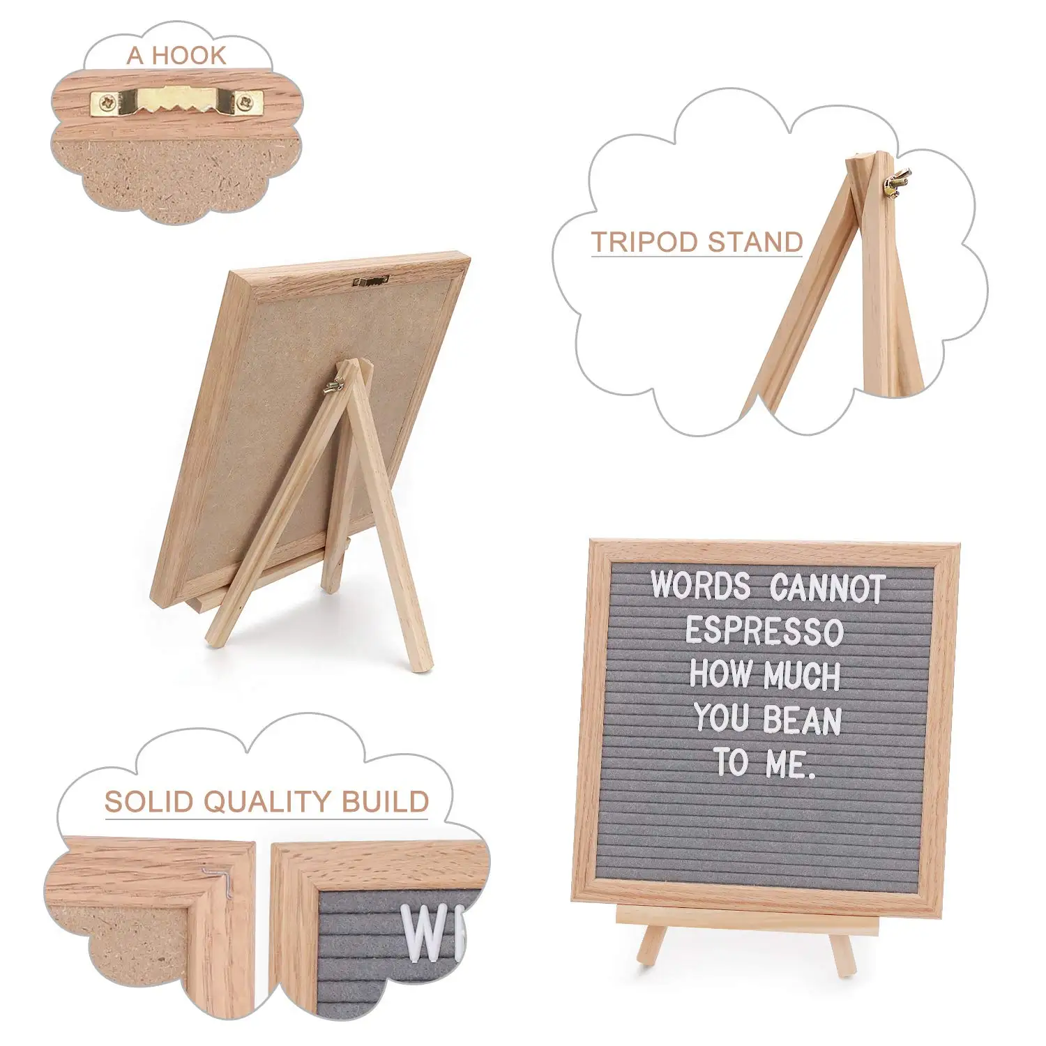 Felt Letter Board10*10 Inch Gray Changeable Letter Board With Oak Frame,340 Letters Buy Felt