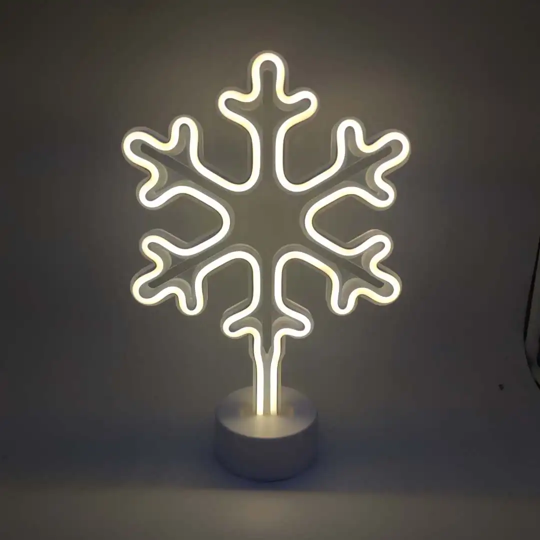 2020 christmas light snowflake led neon table lamp custom led sign neon lights for bedroom led battery power lights