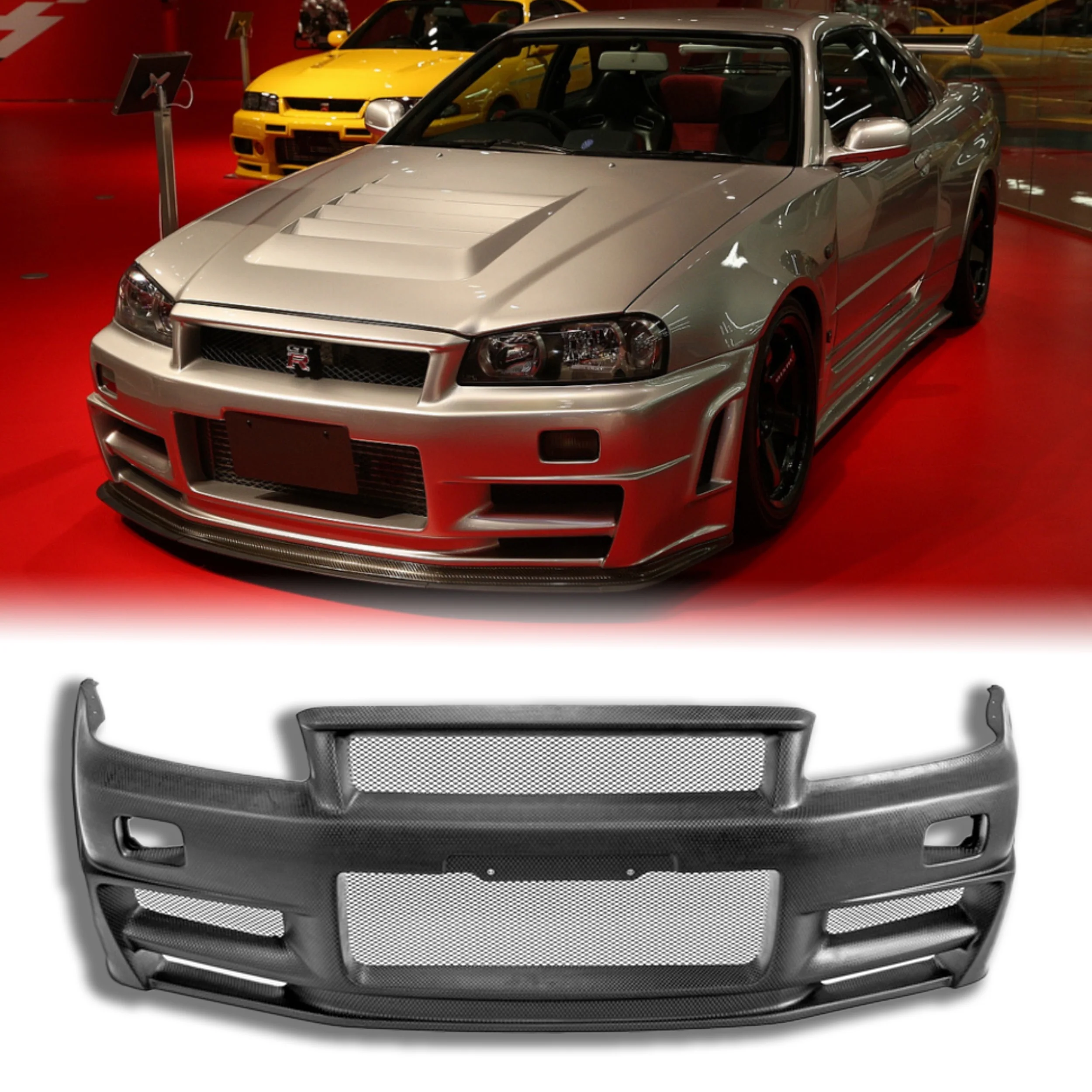Dry Carbon Front Bumper for NISSAN SKYLINE R34 GTR BN NSM ZT Type