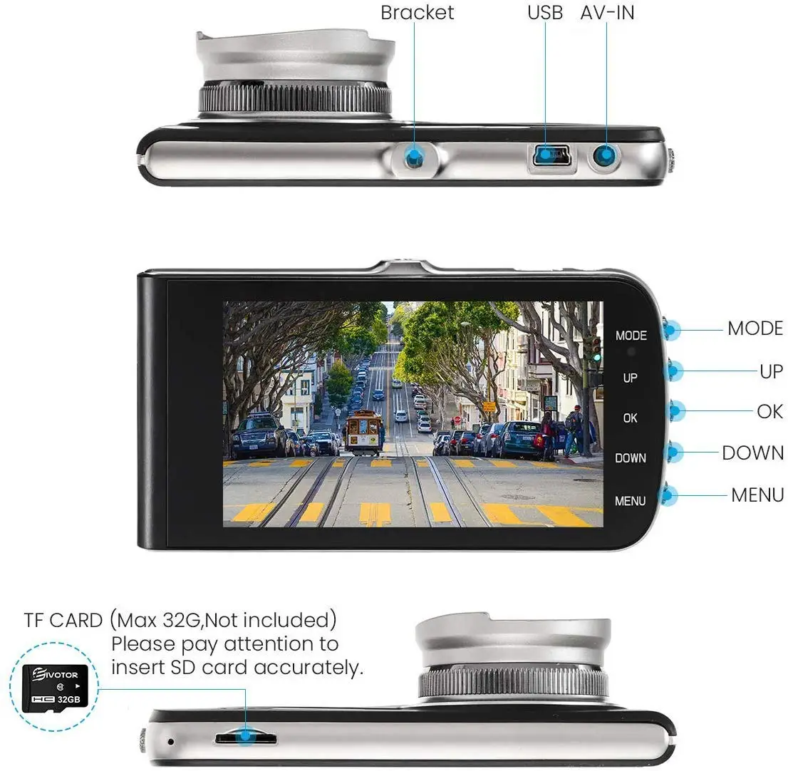 2020 Hot In Amazon Jeemak 4inch Ips Dual Lens Car Dash Cam Fhd 1080p