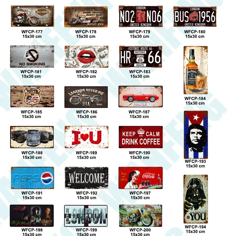 Wholesale 15x30cm Vintage Car License Plate Accept Custom Buy License
