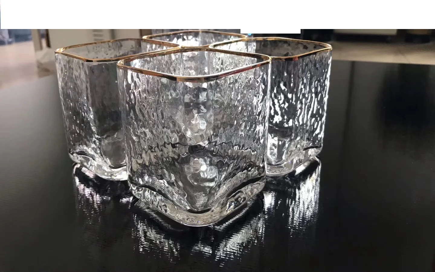 Transparent or Custom Logo Gold Rim Electroplating Drinking Glass Cup Tea Cup For Drinking Glass