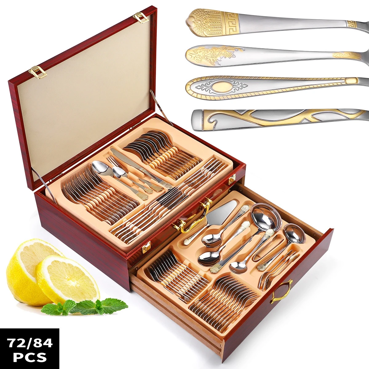 Hot Selling In Stock Flatware Set 72pcs Gold Cutlery Set Stainless