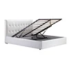 Deluxe Royal Bedroom Storage White Simple Double Leather Bed