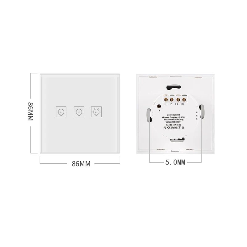 EU UK Factory Price WIFI wall switch Zigbee google home smart plug 3 Gang smart light switch - ANKUX.COM