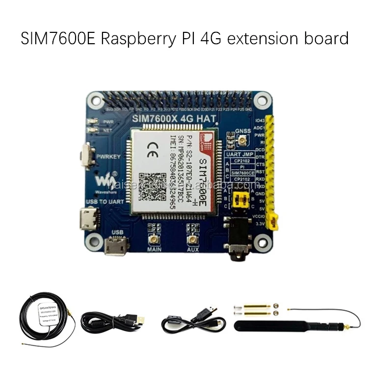 Waveshare Raspberry Pi 4G/3G/2G/GSM/GPRS/GNSS Hat Based on SIM7600E-H Supports LTE CAT4 for Downlink Data Transfer/4G High-Speed Connection/Telephone Call/Sending SMS/Gobal Positioning Etc. 