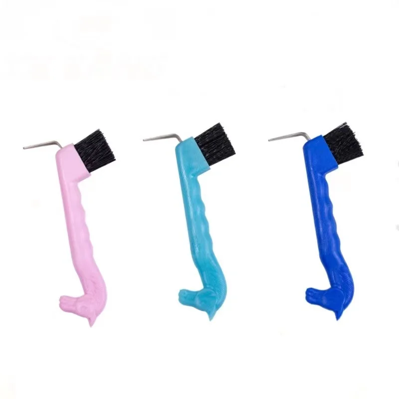 High Quality Horse Head Handle Hoof Pick Brush Plastic Horse Brush