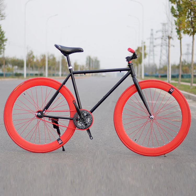 black and red fixie bike