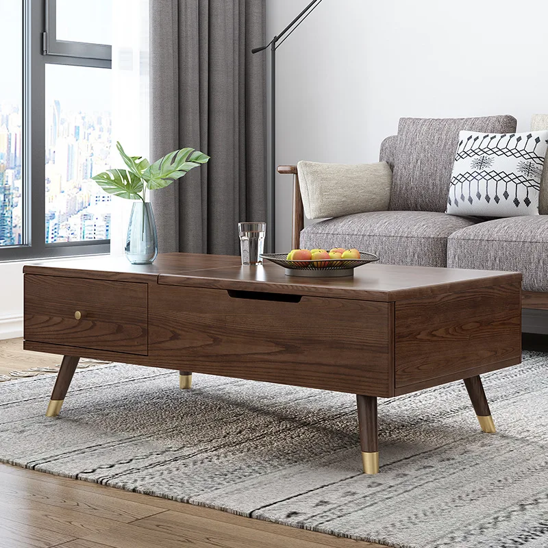 product-solid wooden coffee table luxury concrete custom walnut sobro interactive home furniture-Boo