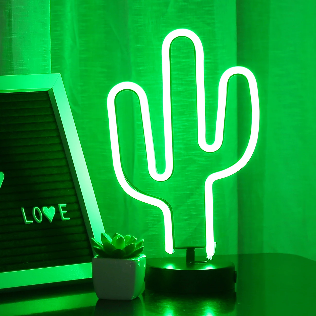 Bolylight Chinese Manufacturer Custom Cactus Table Stand Led Sign Neon Night Lights for Bedroom