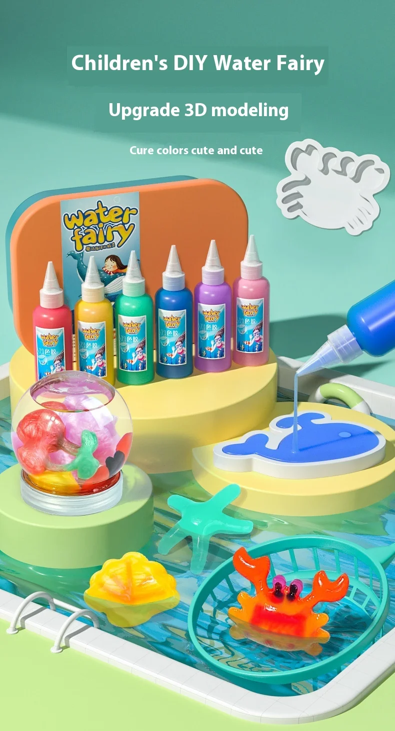 For Magic Water Elf Girl DIY Bottle Handmade Magical Plastic Material Educational Toy Set Box for Kids and Babies