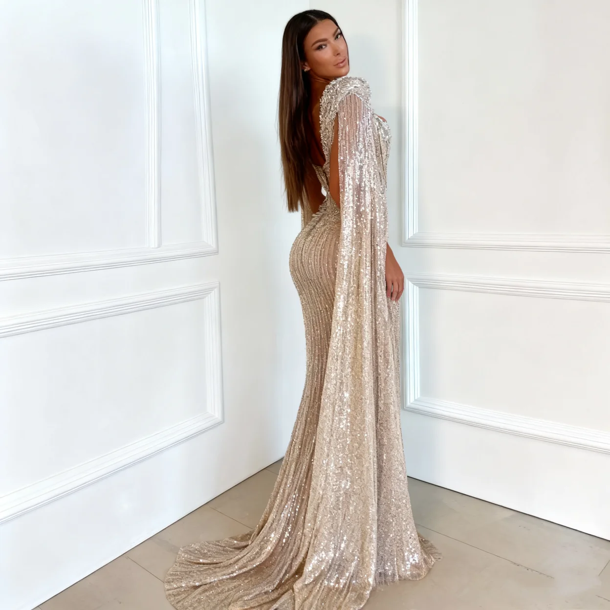 prom dresses in china Chinese style Black Rhinestone Sequins Prom Dresses 2023 A-Line / Princess  High Neck Short Sleeve Floor-Length / Long Formal Dresses