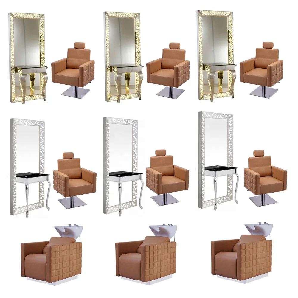 Barber Shop Collocation Barber Chair Mirrors With Led Lights Cheap