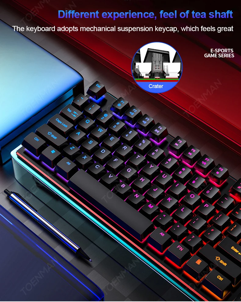 Professional Computer Accessories USB Wired Mechanical Gaming Keyboard And Mouse Combo RGB Lighting Backlit Gamer Keyboard