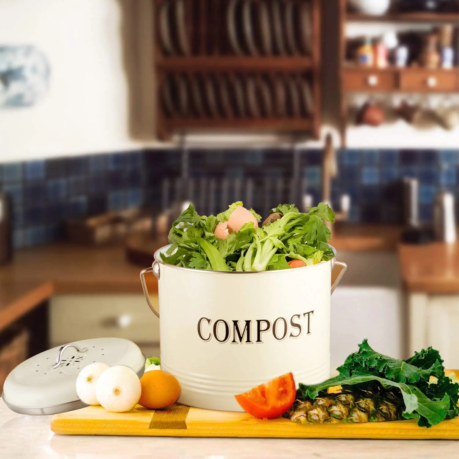 Compost Bin For Kitchen Counter Compost Bucket Premium Dual Layer
