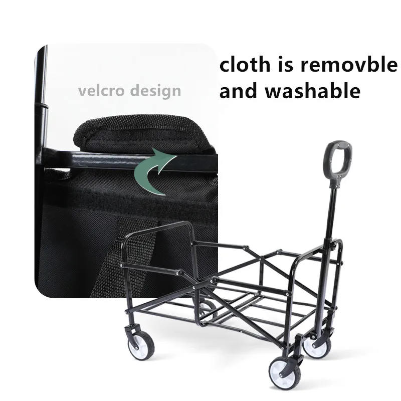 Collapsible Folding Garden Cart Outdoor Wide Wheel Wagon Custom Logo