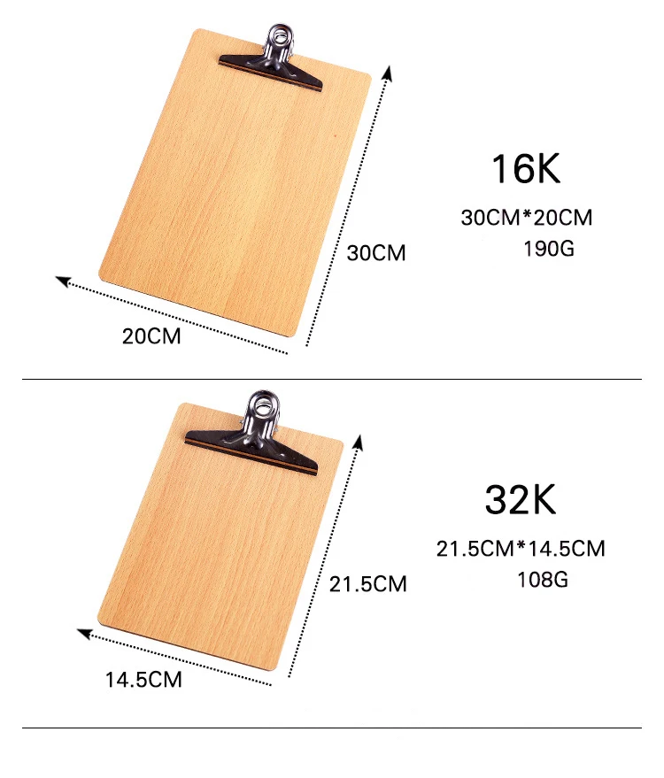 High Quality Wood Clipboard 9x12.5 Inches Standard Letter Size Clipboard Standard Clip Hardboard