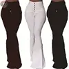 9080525 queenmoen fashionable autumn solid single-breasted simple high waist casual woman pants