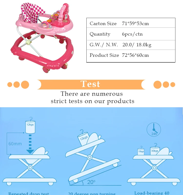 baby walker with plastic wheels can add push bar and canopy