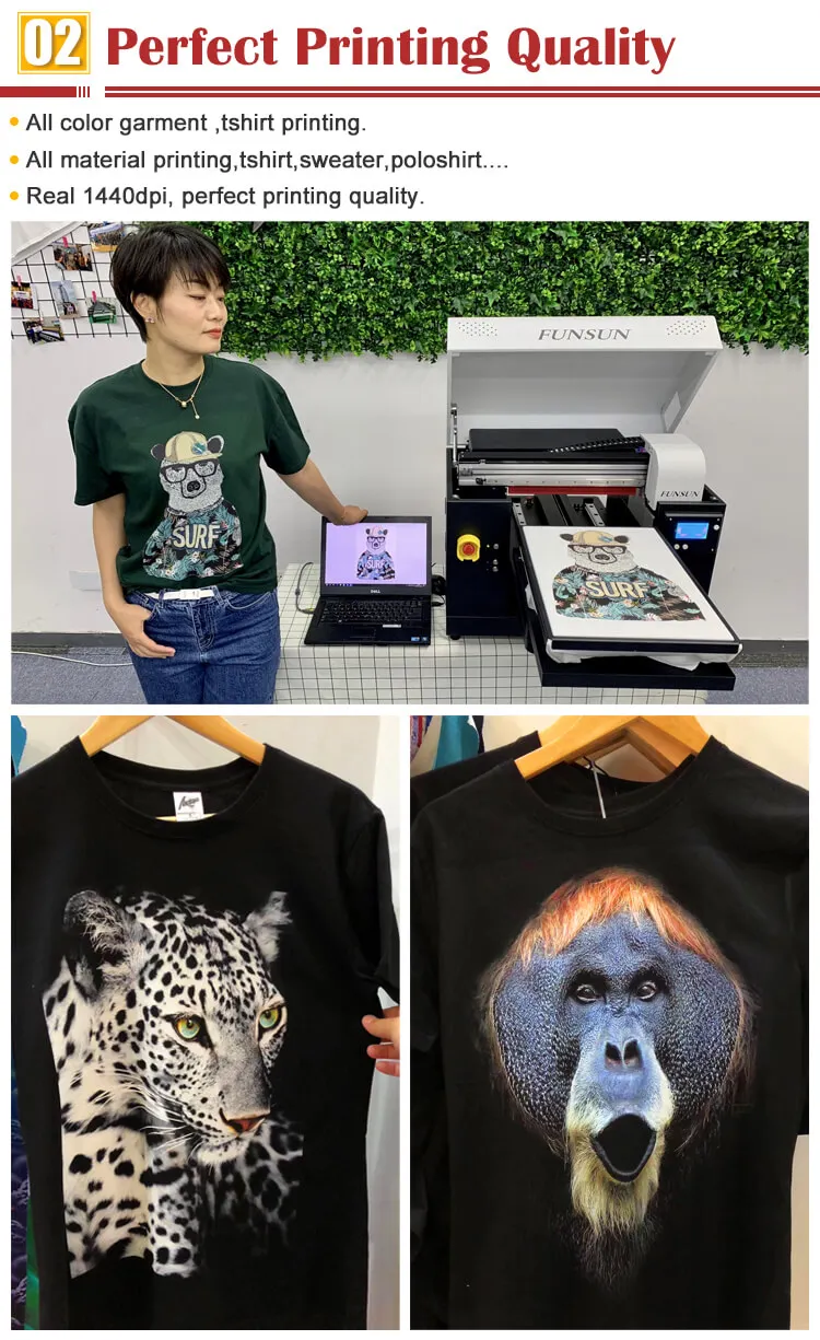 Funsun Advanced A3 Printing T-shirt Printing Machine Textile Cotton Cloth Printer for Small Business