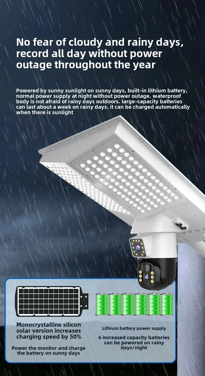 云鸟V360pro智能双镜头高清IP摄像机4G Wifi LED太阳能路灯报警推云数据批发供应商