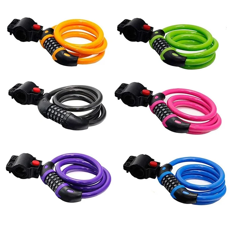 12m Long Safety 5 Digital Code Combination Bike Lock Stainless Steel Bicycle Cable Chain Lock