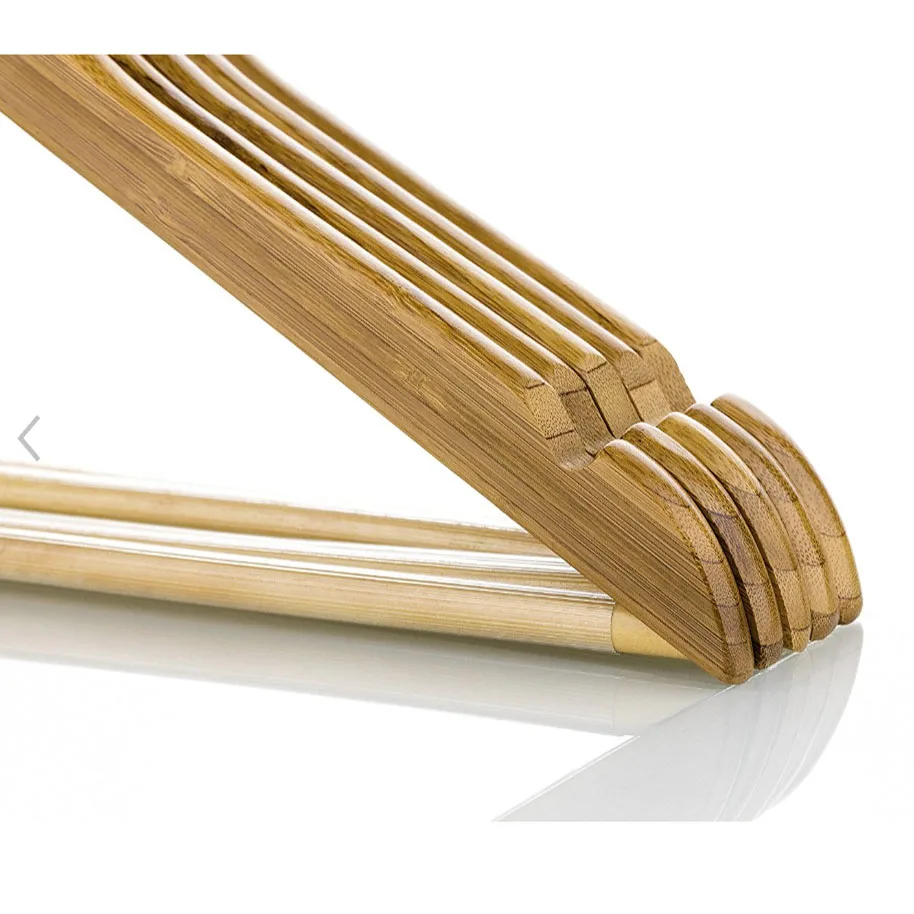 Factory Wholesale ECO Friendly Non Slip Natural Bamboo Suit hanger, Bamboo Coat Hangers
