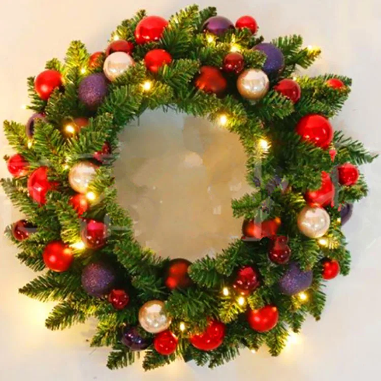 Wholesale Led Light Artificial Flower Xmas Decoration Green Garlands Christmas Wreath Buy