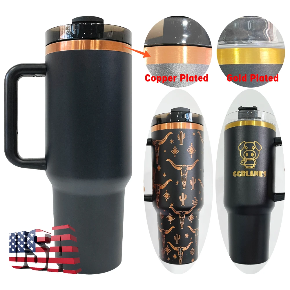 Usa Warehouse Rts Laser Engraved 40oz Powder Coated Black Color Copper ...