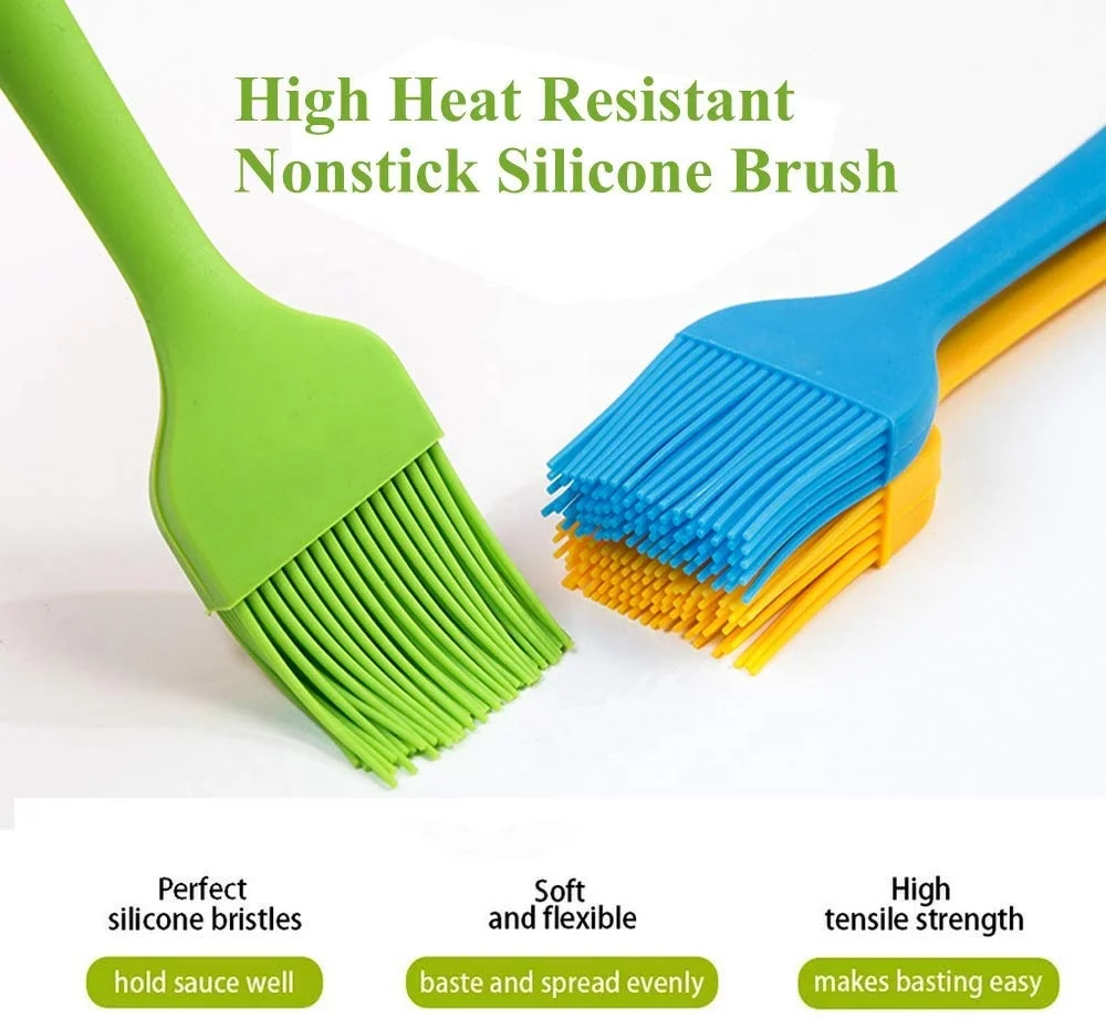 Silicone Cooking Kitchen Utensil Set Natural Wood Handle Bpa Free Non Toxic Cookware Set Brush