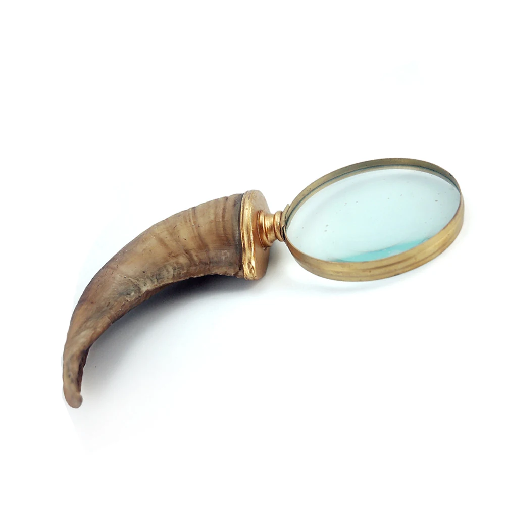 Wholesales 3D Glass Resin Bull Horns Design Antlers Handle Magnifier For Elderly supplier