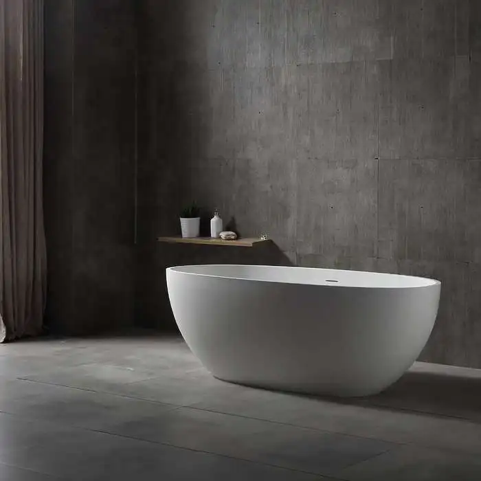 hotel bathroom cast stone basin  villa  resin stone Pedestal basin solid surface material