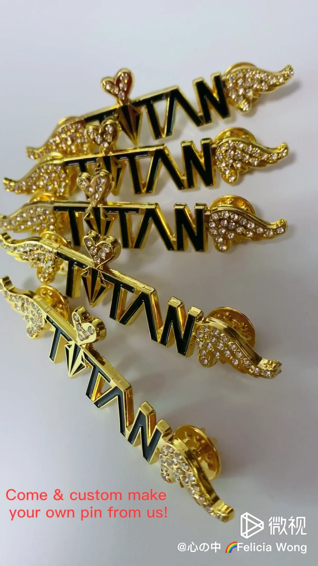 bespoke feminine cute lapel pin badge brooch gold plated with