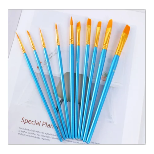 10pcs Set Paint By Numbers Brushes Watercolor Gouache Paint Brushes