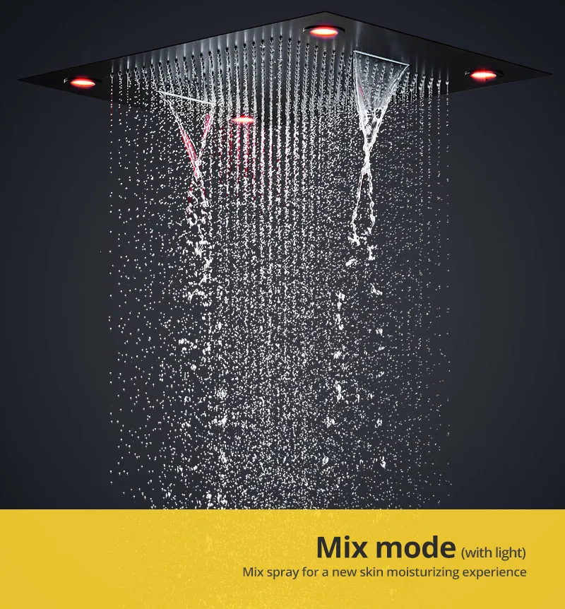 Bathroom Ceiling Black Shower Set 600*800mm Large Multi Function Shower