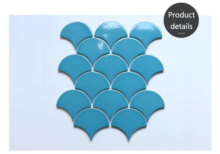 295X335mm Màu Xanh Lá Cây Màu Sắc Fan Shape Nội Thất Nhà Bếp Trang Trí Nội Thất Gạch Mosaic