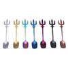 P377 Stainless steel dessert spoon 7 colors ice cream coffee multi function spoons kitchen accessories flatware fruit fork