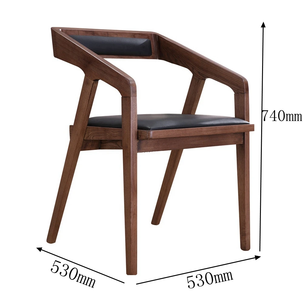 product wholesale discount walnut color solid wood black nordic teak wood minimalist dining room furniture dining chair-63