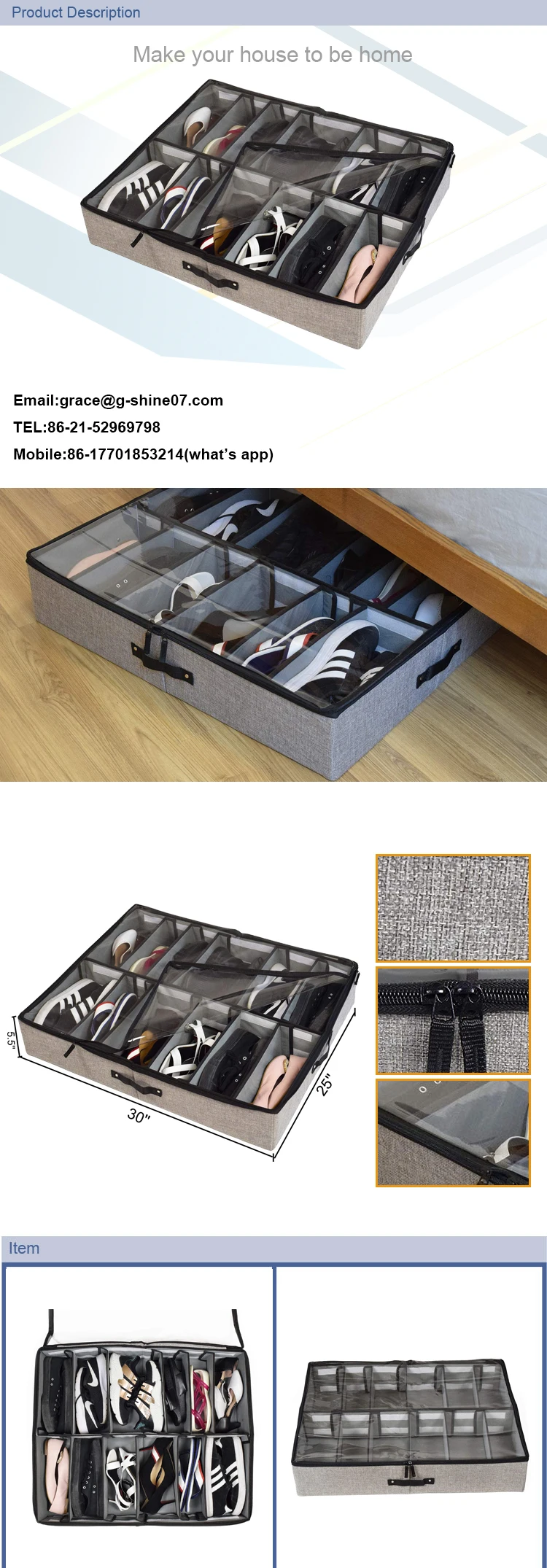under bed shoe storage with wheels on Polyester Linen Foldable Tidy Fabric 12 Pairs Underbed Shoe Storage Bag Organizer Holder Box Closet Container With Clear Pvc Lid Buy Under Bed Storage Box Neatly Organizes Up To 12 Pairs