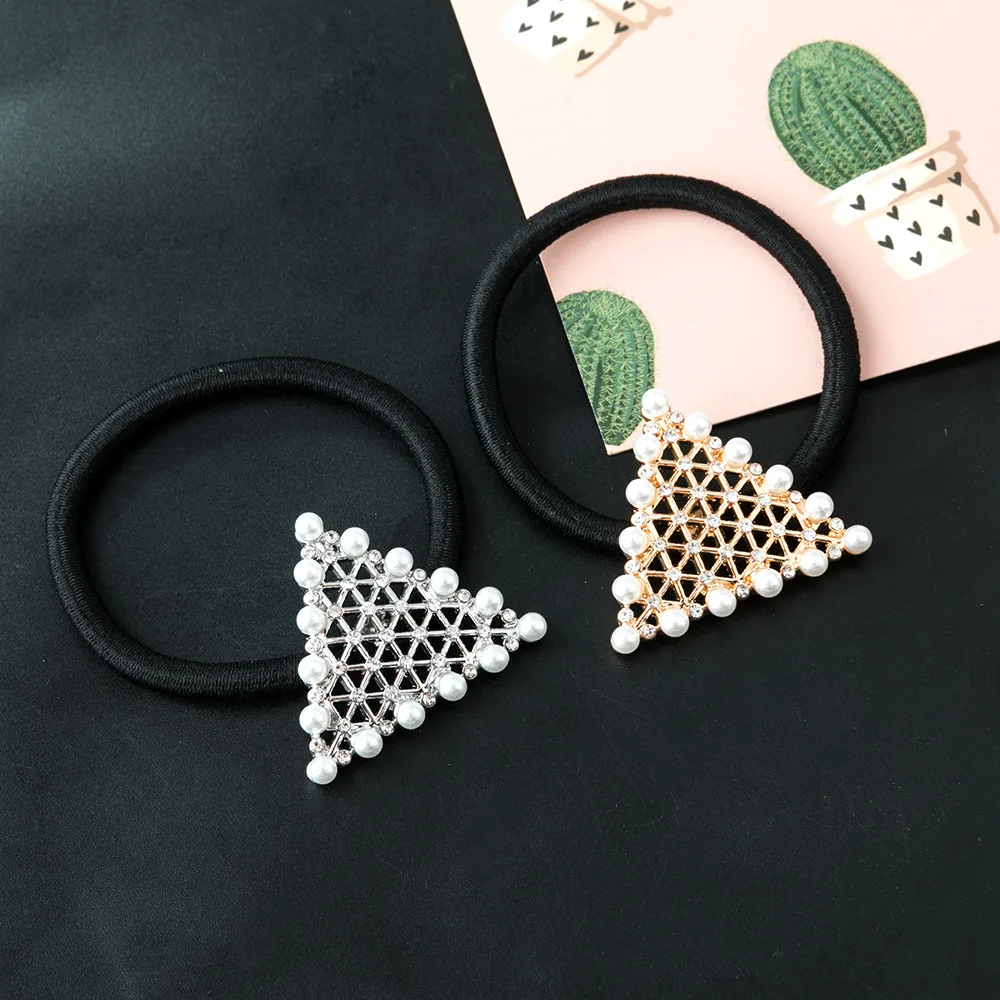 vriua 纯色头发圈黑色尼龙弹性发带马尾巴橡皮筋 scrunchie 发带配件