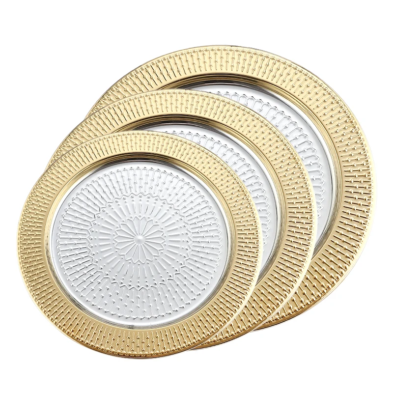 Plates Edge Dinner Dish Gold Good Quality Stainless Steel For Food
