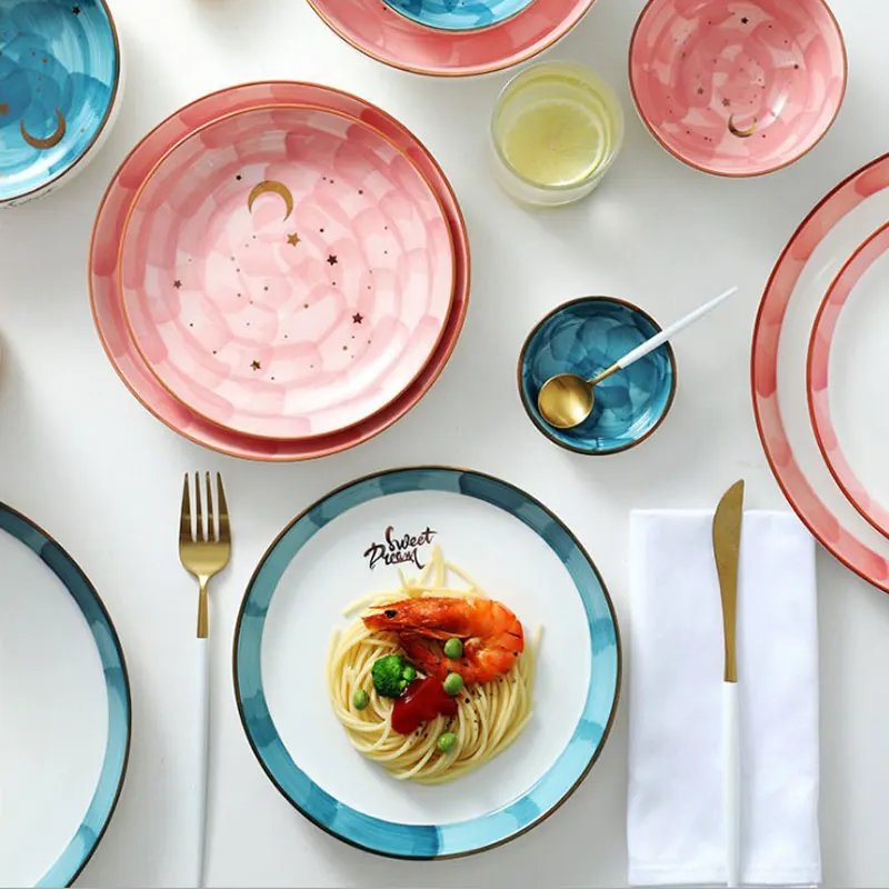 Colorful Fine Kitchenware Ceramic Painting Dinnerware Sets For Home Restaurant