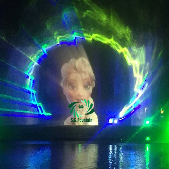 Outdoor Water Screen Movie Fountain Show With Laser Projector And High