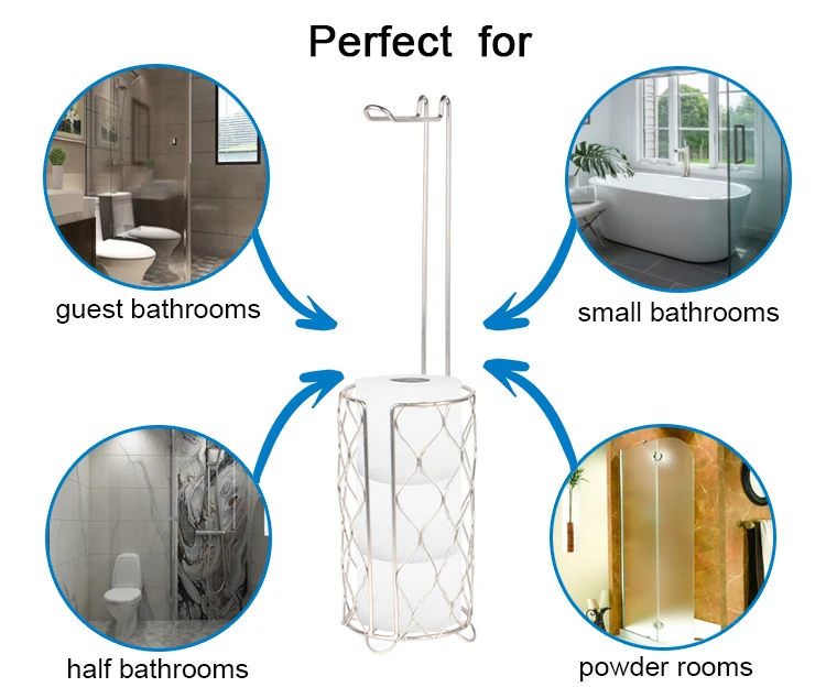 Paper Towel Holder Sstanding Table Storage Bathroom Roll Holder Nickel Brush Paper Roll Holder 