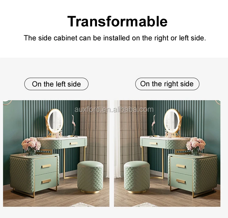 Modern Dressers Luxury Design Vanity Makeup Table Leather And Stainless