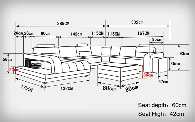 高端粒面真皮沙发客厅定制彩色沙发套装带可移动奥斯曼凳